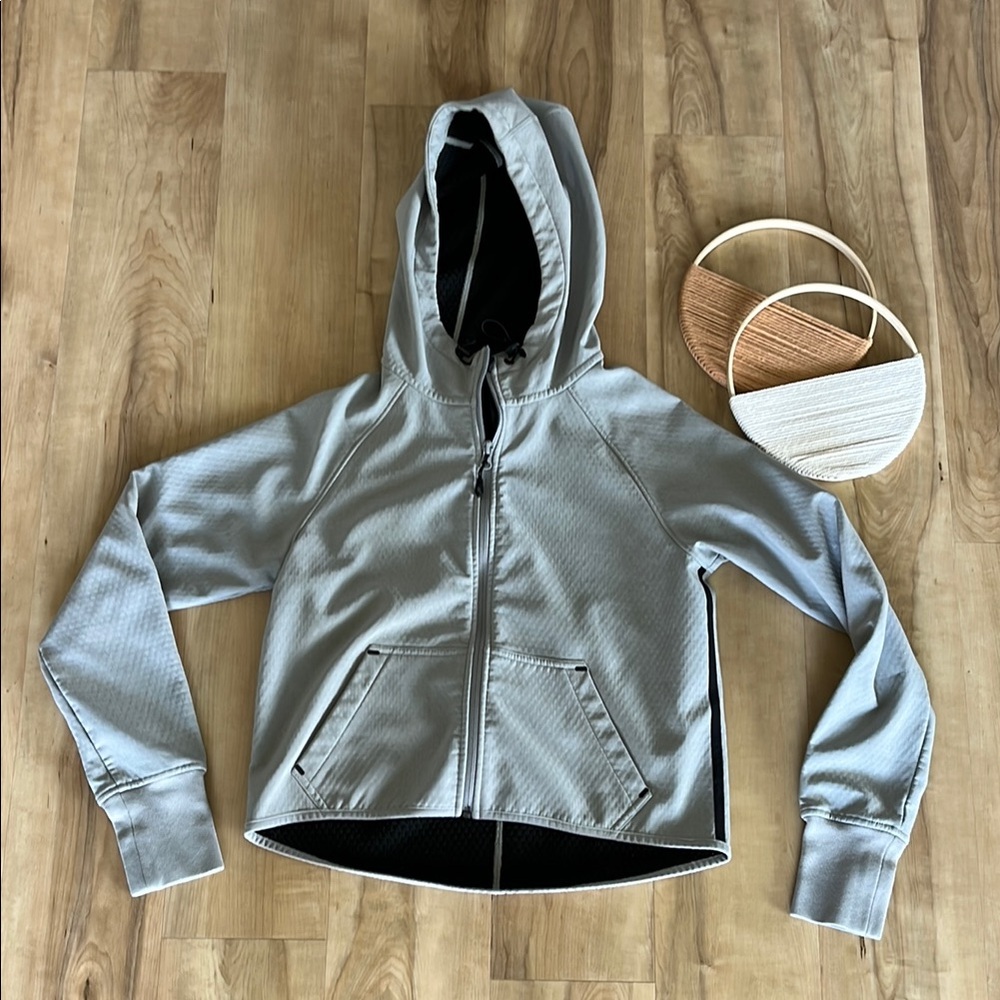 Nike Gray Bomber Jacket Athletic Style with Hood